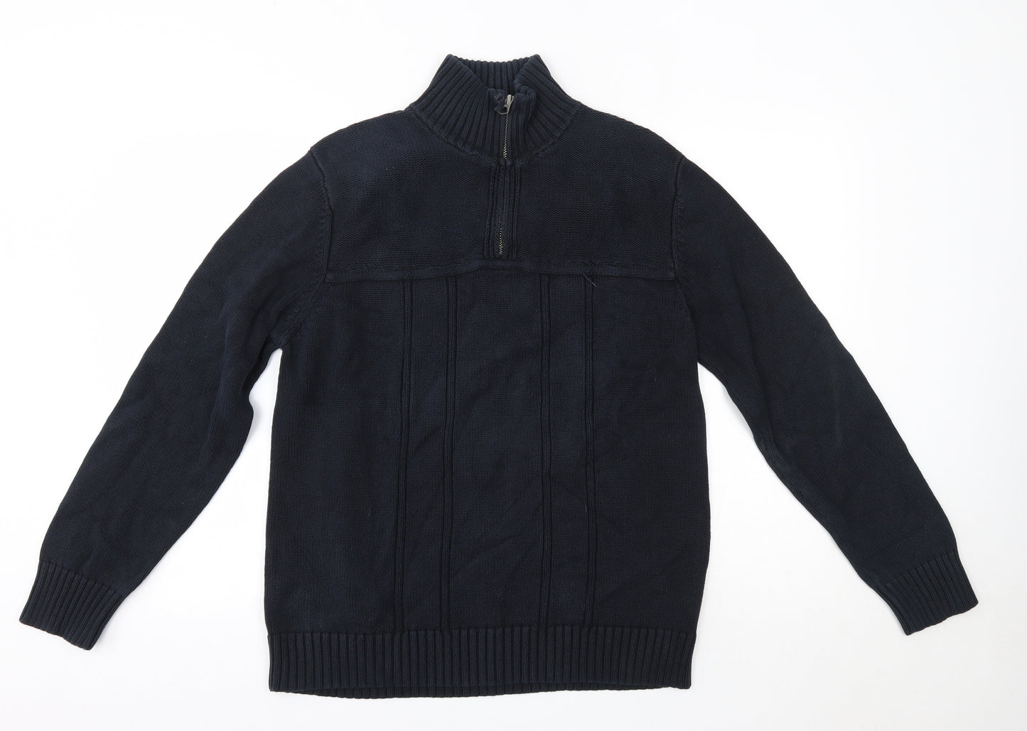 Lucky Brand Mens Black High Neck  Cotton Pullover Jumper Size L