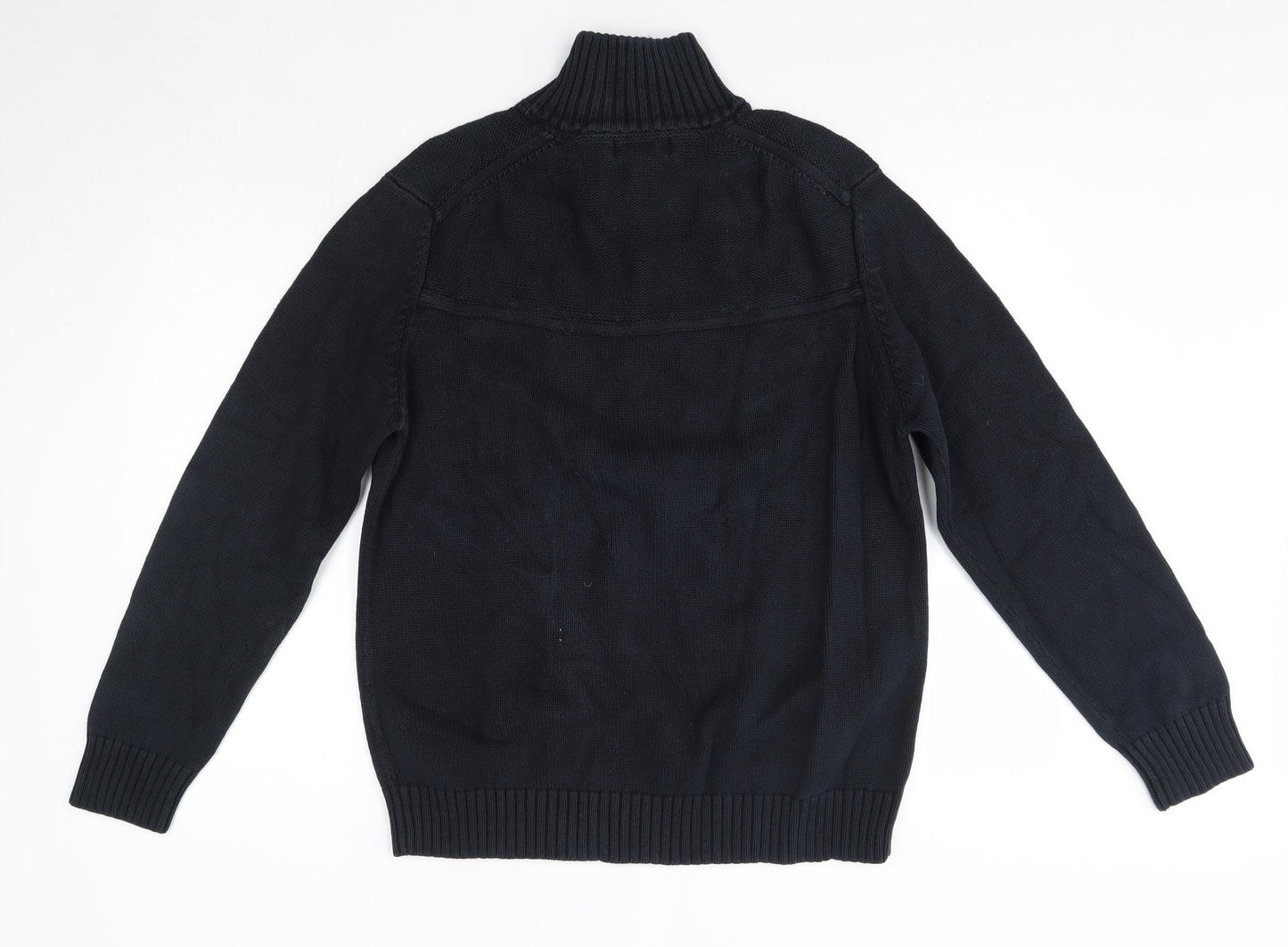 Lucky Brand Mens Black High Neck  Cotton Pullover Jumper Size L