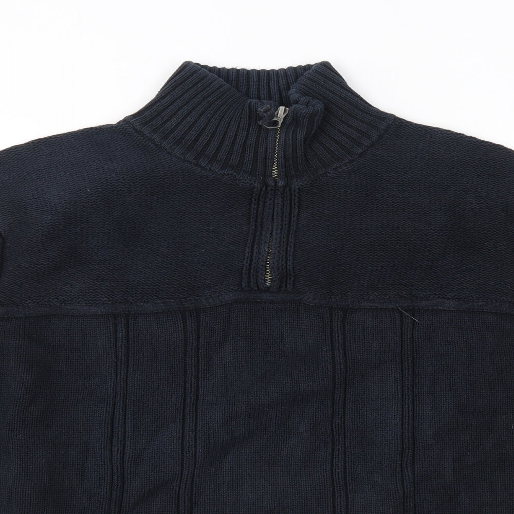 Lucky Brand Mens Black High Neck  Cotton Pullover Jumper Size L