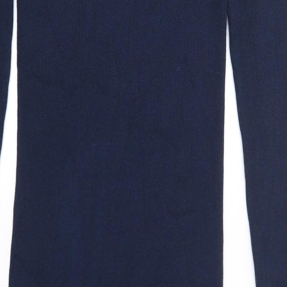 Warehouse Womens Blue  Viscose Jumper Dress  Size 14  High Neck