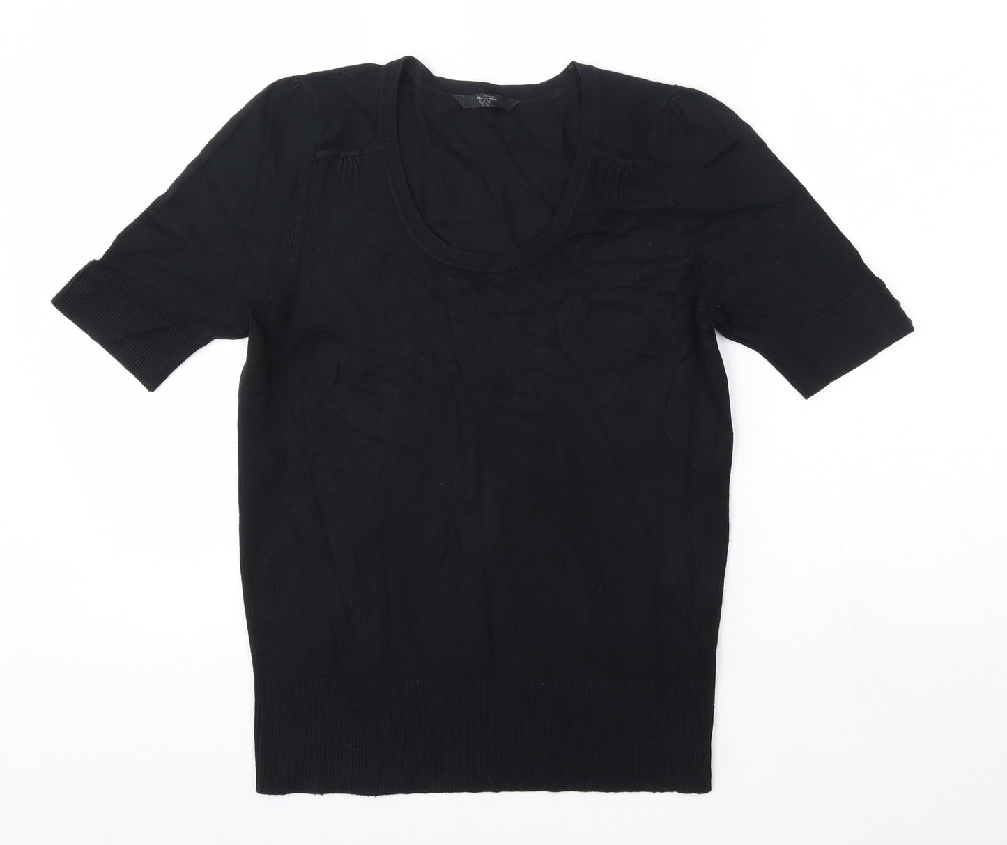 BHS Womens Black  Viscose Basic Blouse Size 12 Round Neck
