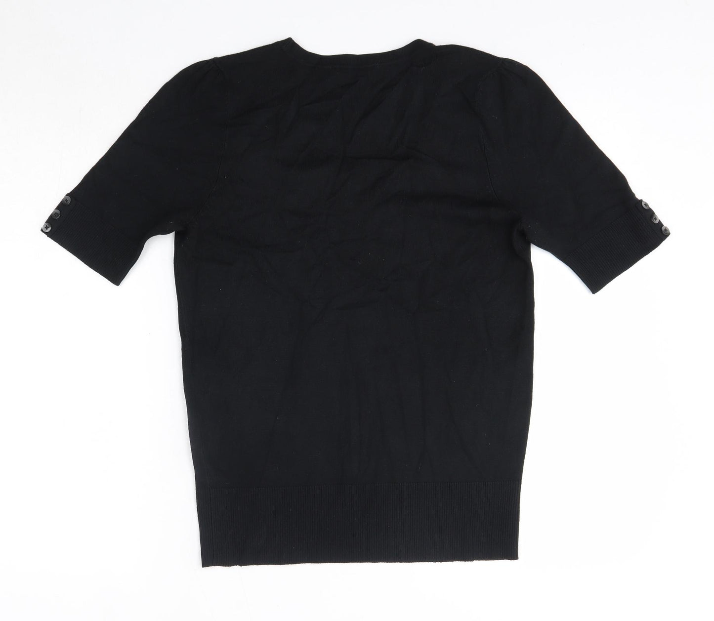 BHS Womens Black  Viscose Basic Blouse Size 12 Round Neck