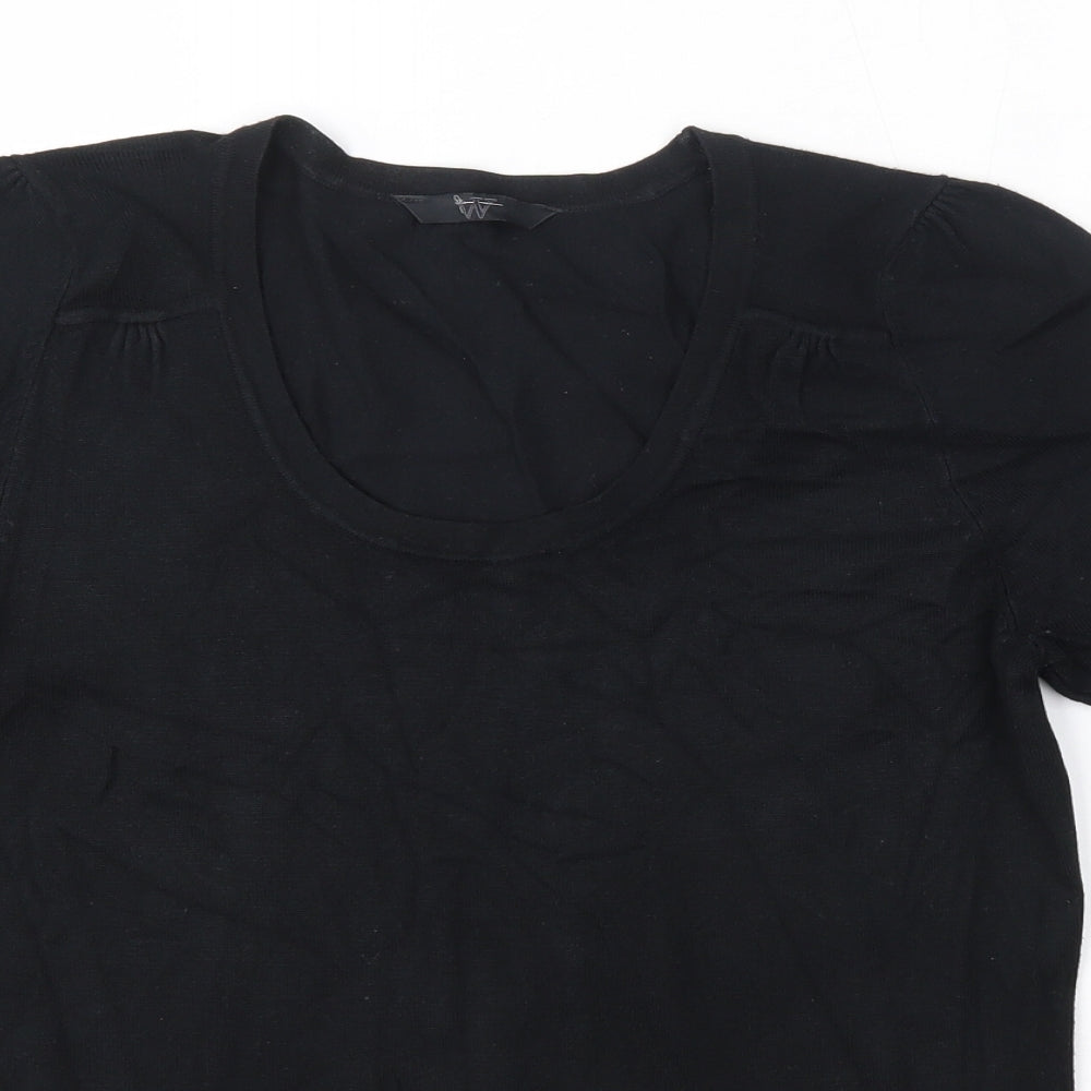BHS Womens Black  Viscose Basic Blouse Size 12 Round Neck