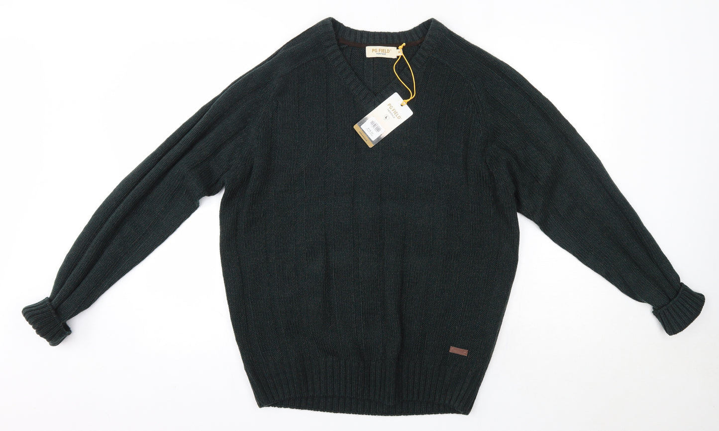 EWM Mens Green Round Neck  Acrylic Pullover Jumper Size M