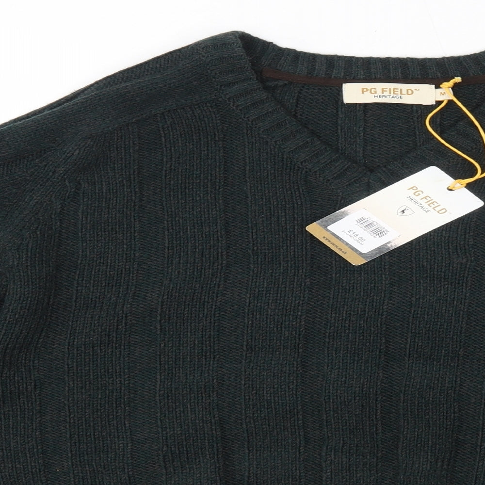 EWM Mens Green Round Neck  Acrylic Pullover Jumper Size M
