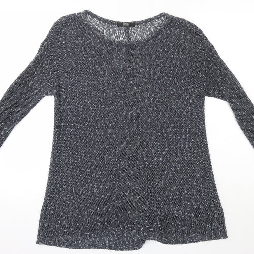 M&S Womens Blue Round Neck  Acrylic Pullover Jumper Size 14