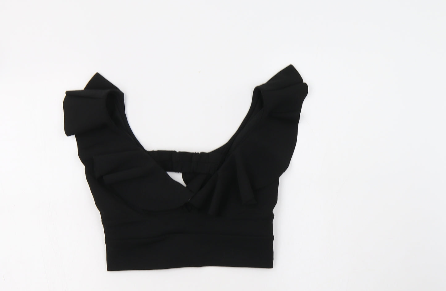 River Island Womens Black   Cropped Blouse Size 6 V-Neck