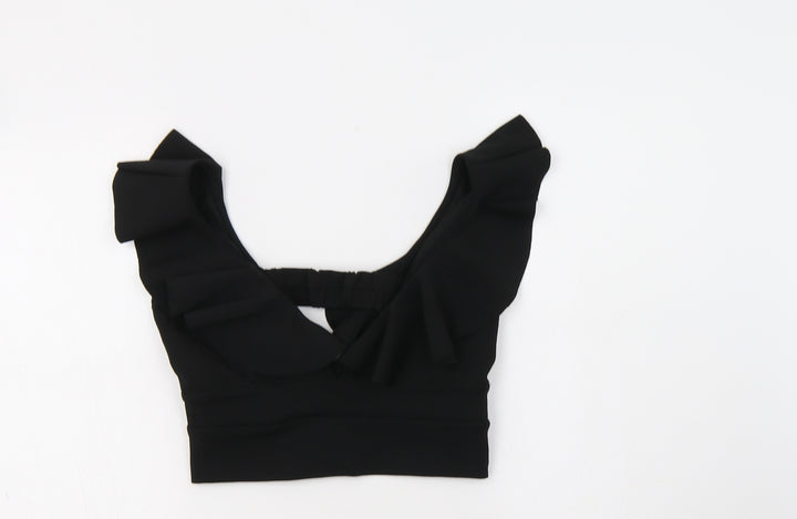 River Island Womens Black   Cropped Blouse Size 6 V-Neck