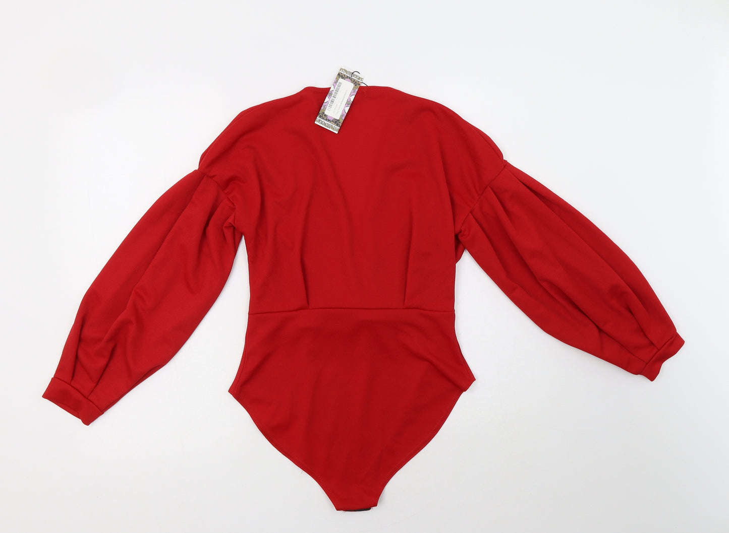 Boohoo Womens Red  Polyester Bodysuit One-Piece Size 12  Snap