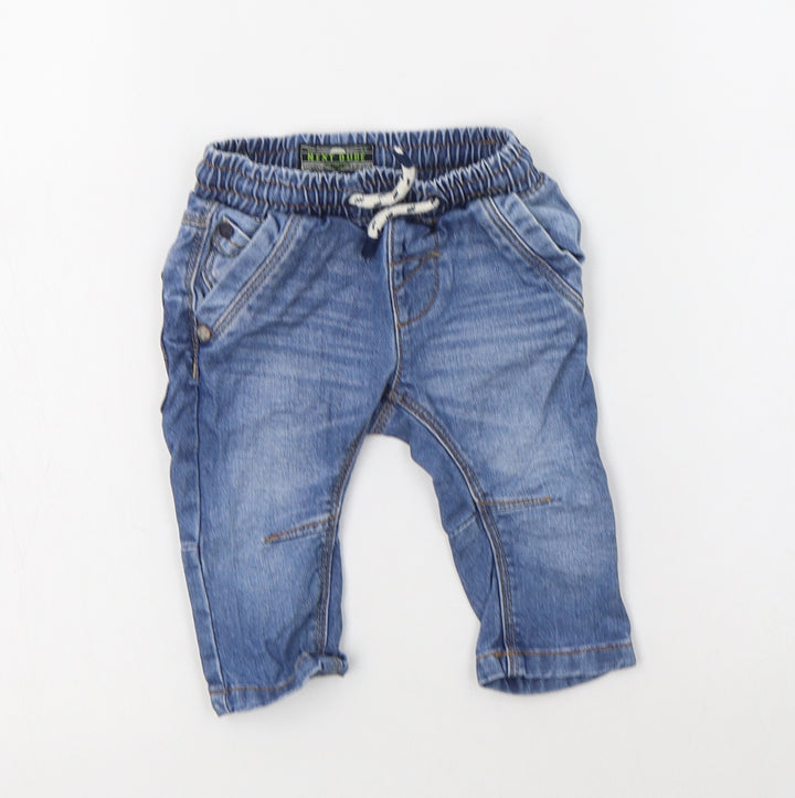 NEXT Baby Blue  Cotton Jogger Jeans Size 3-6 Months  Drawstring