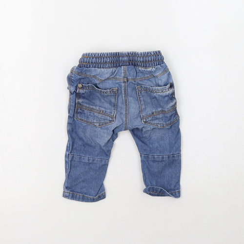 NEXT Baby Blue  Cotton Jogger Jeans Size 3-6 Months  Drawstring