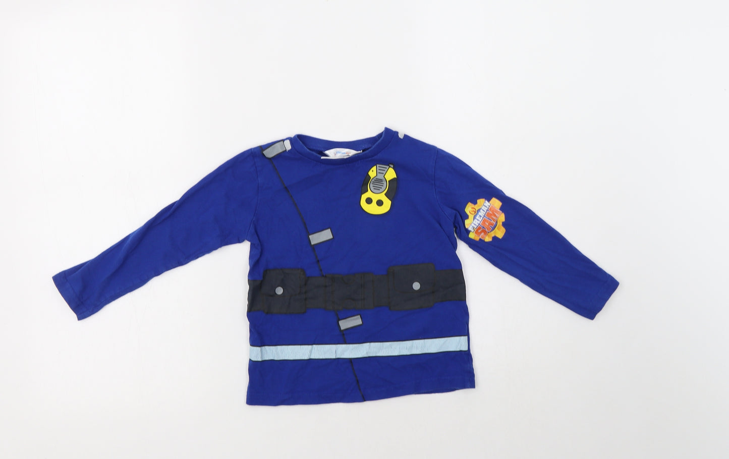 Ultimate Kids Boys Blue  Cotton Basic T-Shirt Size 4-5 Years Crew Neck  - Fireman Sam