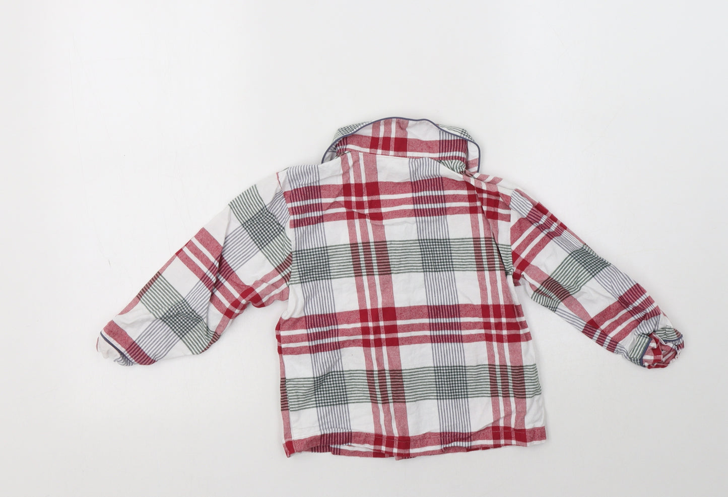 The Little White Company Boys Red Check Cotton  Pyjama Top Size 3-4 Years  Button