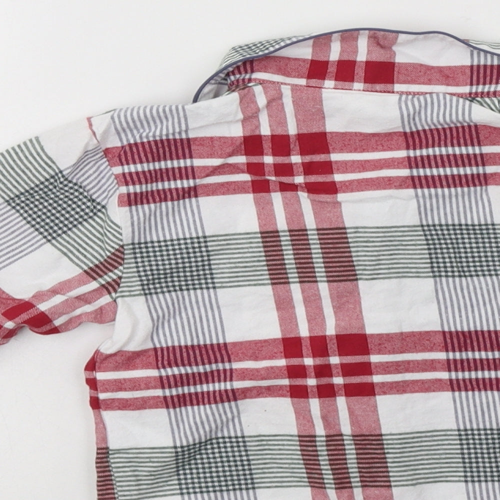 The Little White Company Boys Red Check Cotton  Pyjama Top Size 3-4 Years  Button