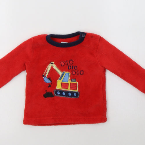 Early Days Baby Red  Polyester  Pyjama Top Size 12-18 Months  Button - Digger