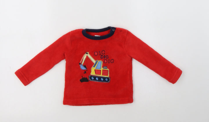 Early Days Baby Red  Polyester  Pyjama Top Size 12-18 Months  Button - Digger
