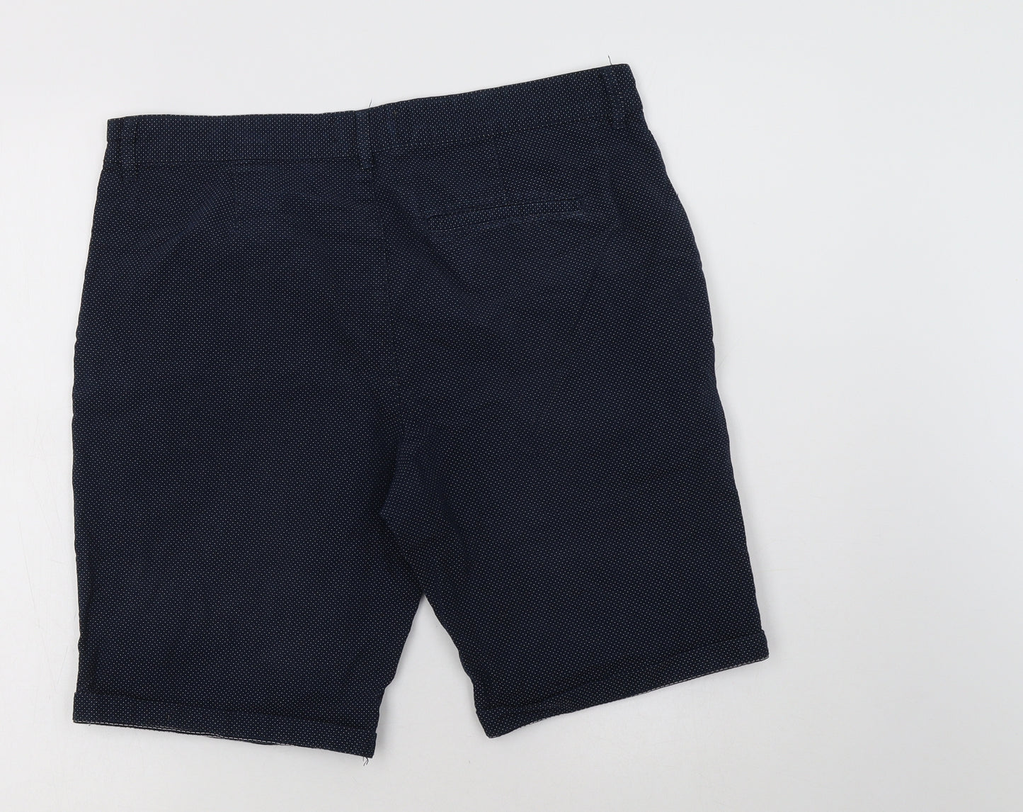 Primark Mens Blue Polka Dot Cotton Chino Shorts Size 34 L9 in Regular Button