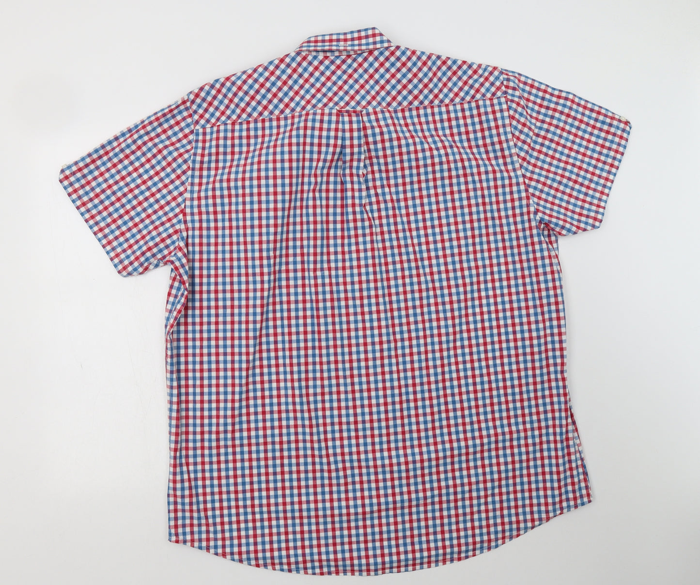 Ben Sherman Mens Blue Check Cotton  Button-Up Size 2XL Collared Button