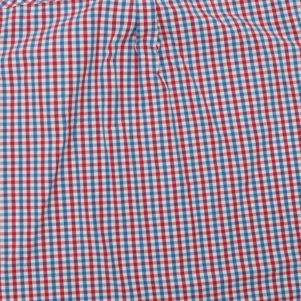 Ben Sherman Mens Blue Check Cotton  Button-Up Size 2XL Collared Button
