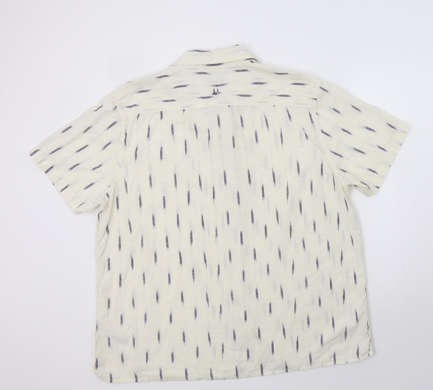 Mantaray Mens Ivory Geometric Cotton  Dress Shirt Size XL Collared Button