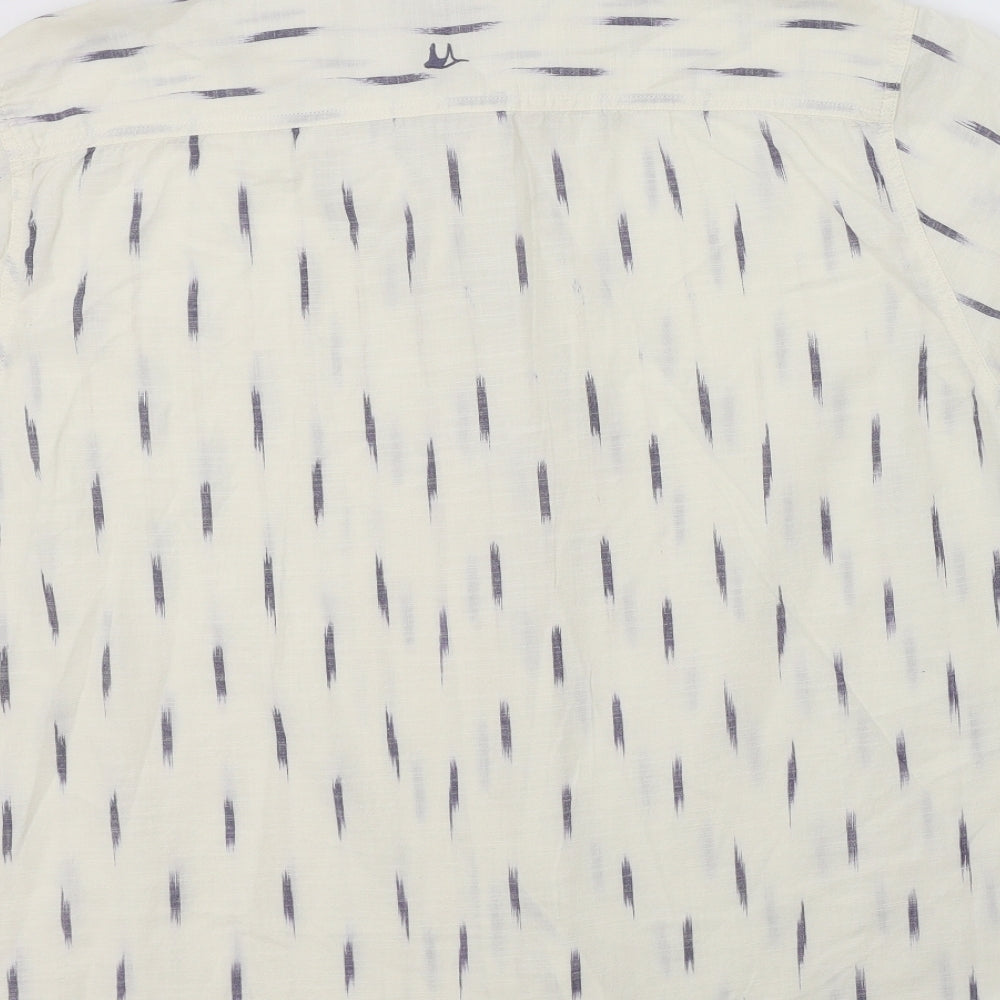 Mantaray Mens Ivory Geometric Cotton  Dress Shirt Size XL Collared Button