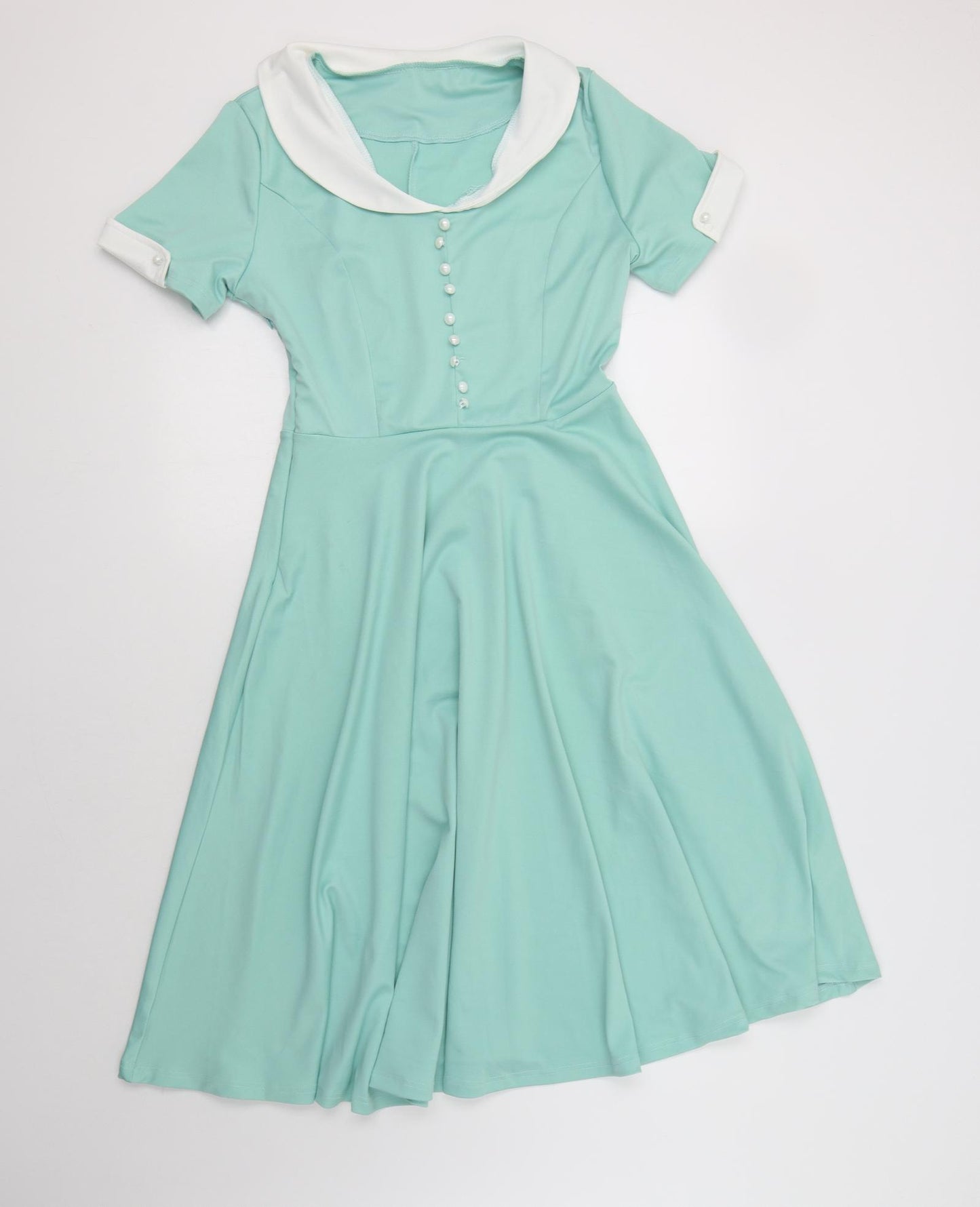 Preworn Womens Green  Cotton Fit & Flare  Size S  Collared Zip