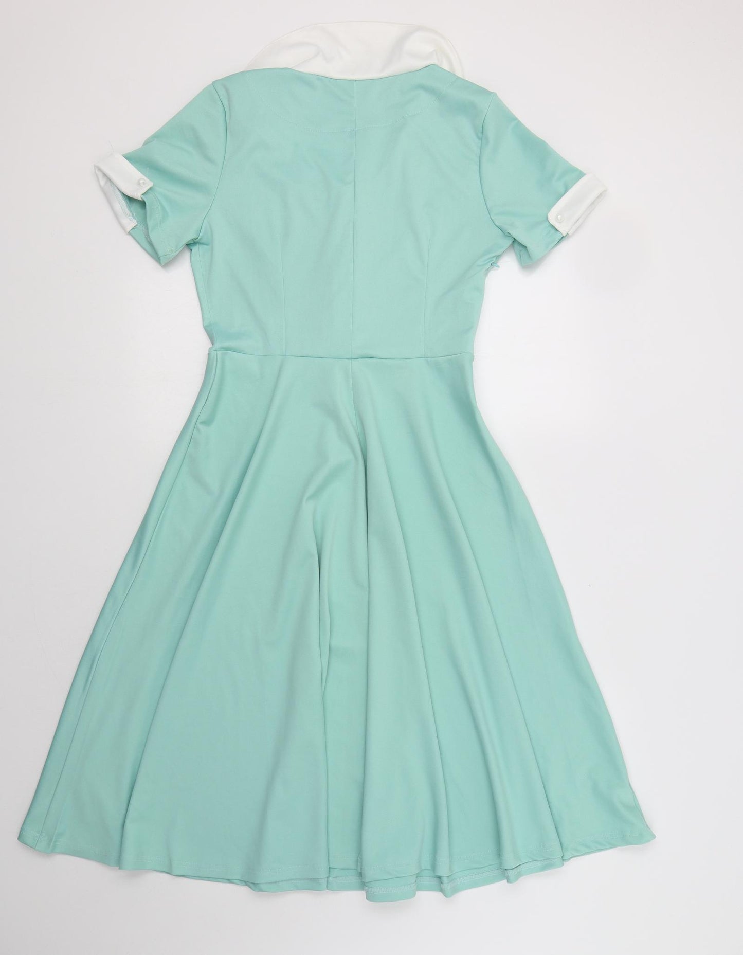 Preworn Womens Green  Cotton Fit & Flare  Size S  Collared Zip