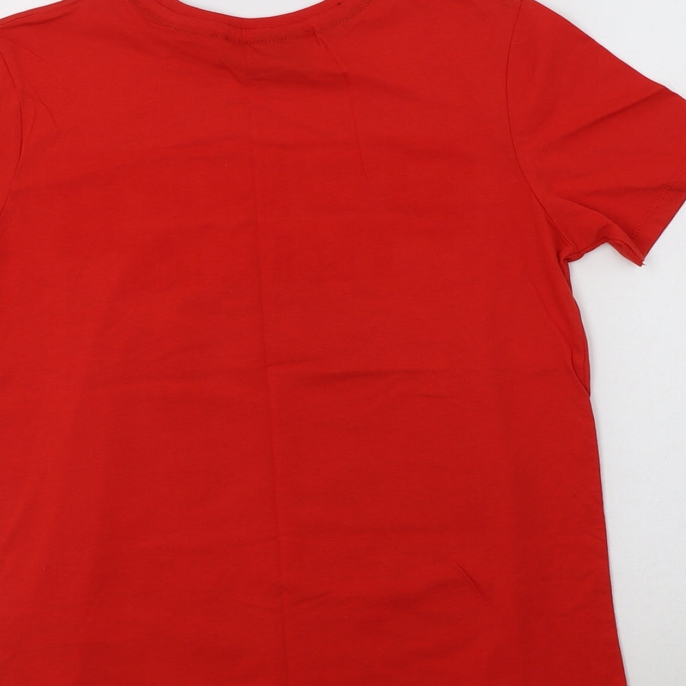 Primark Womens Red  Cotton Basic Polo Size L Crew Neck - Stranger Things
