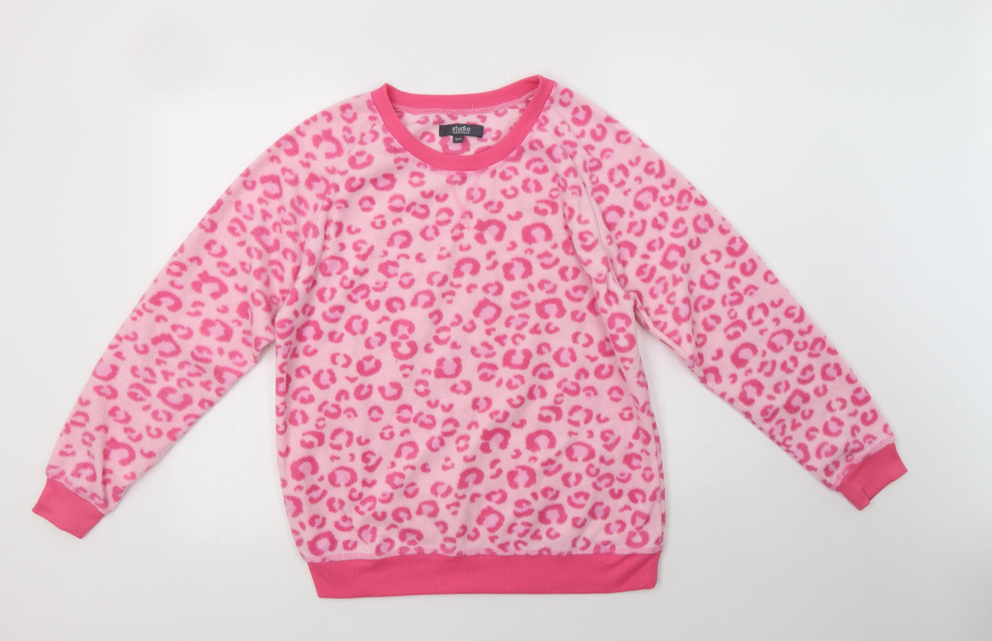 Studio Womens Pink Animal Print Polyester Top Pyjama Top Size 14