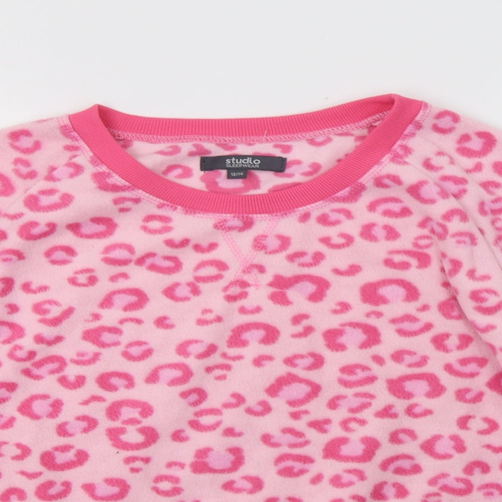 Studio Womens Pink Animal Print Polyester Top Pyjama Top Size 14