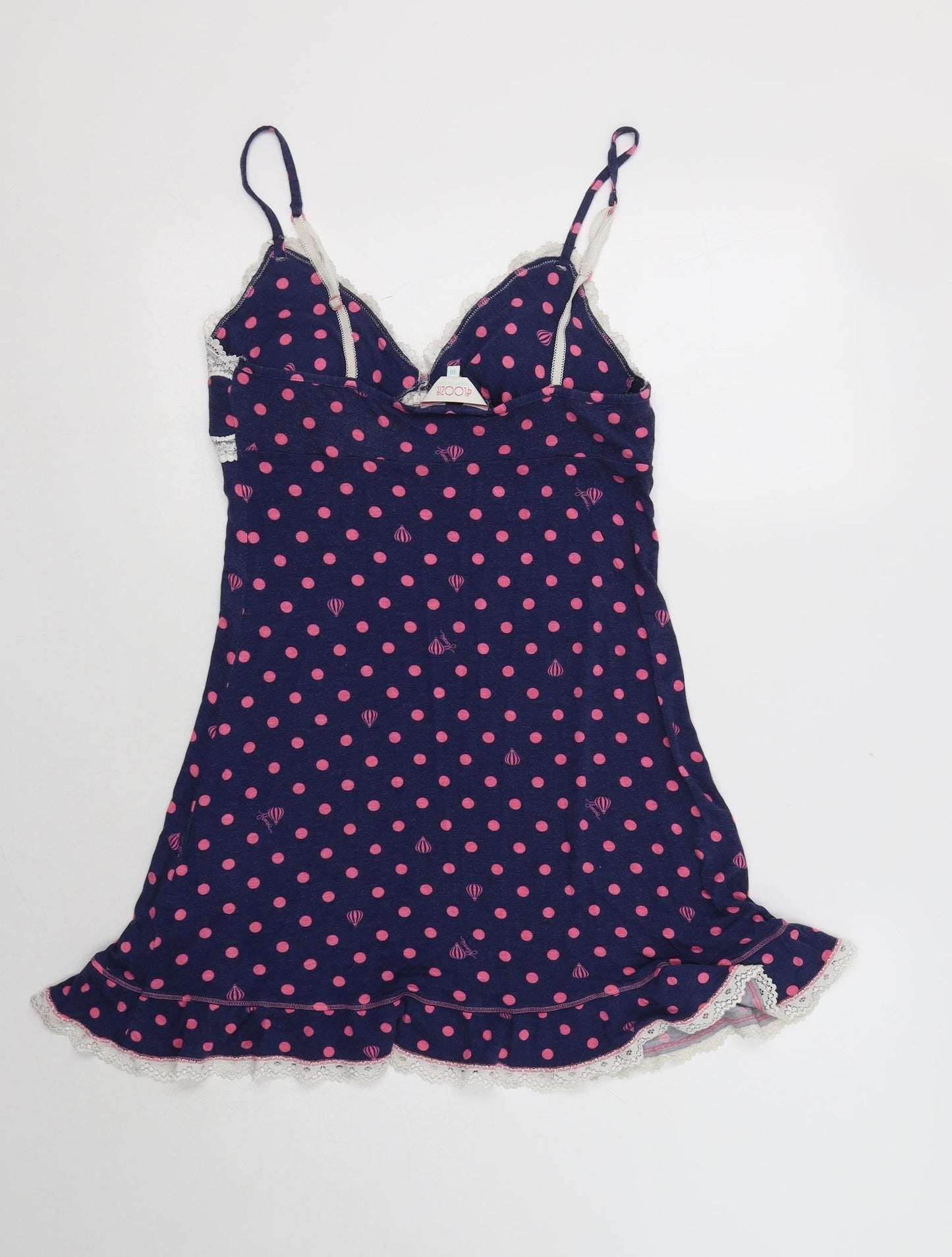 Debenhams Womens Blue Polka Dot Viscose Babydoll Dress Size 10   - Lace Detail