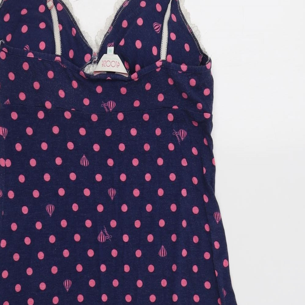 Debenhams Womens Blue Polka Dot Viscose Babydoll Dress Size 10   - Lace Detail
