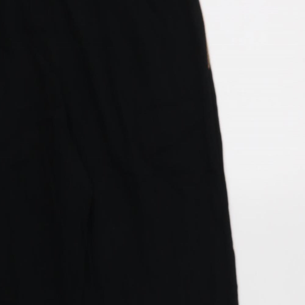 M&S Womens Black  Viscose Trousers  Size 10 L25 in Regular Drawstring