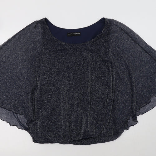 Dorothy Perkins Womens Blue  Nylon Basic Blouse Size 10 Crew Neck