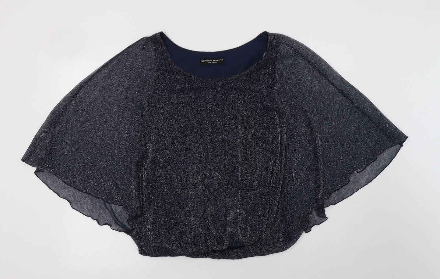Dorothy Perkins Womens Blue  Nylon Basic Blouse Size 10 Crew Neck