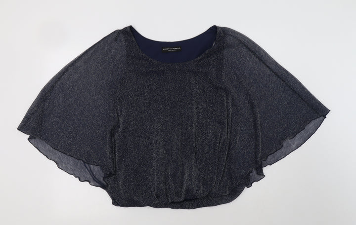 Dorothy Perkins Womens Blue  Nylon Basic Blouse Size 10 Crew Neck