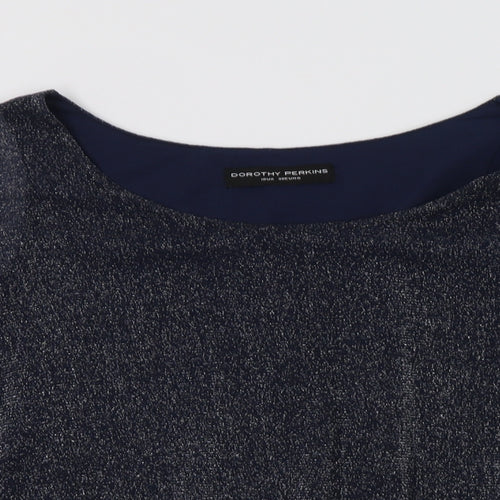 Dorothy Perkins Womens Blue  Nylon Basic Blouse Size 10 Crew Neck