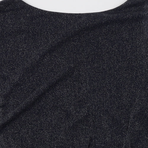 Dorothy Perkins Womens Blue  Nylon Basic Blouse Size 10 Crew Neck