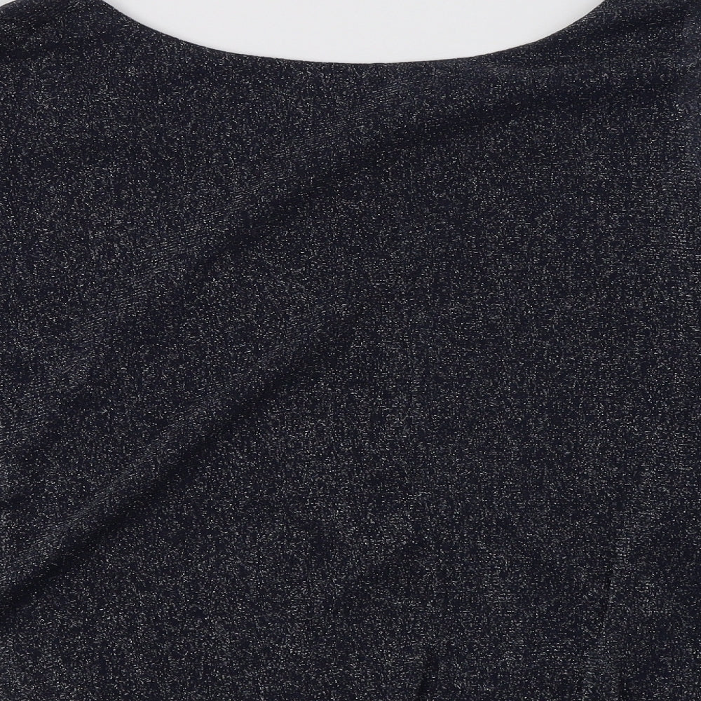 Dorothy Perkins Womens Blue  Nylon Basic Blouse Size 10 Crew Neck