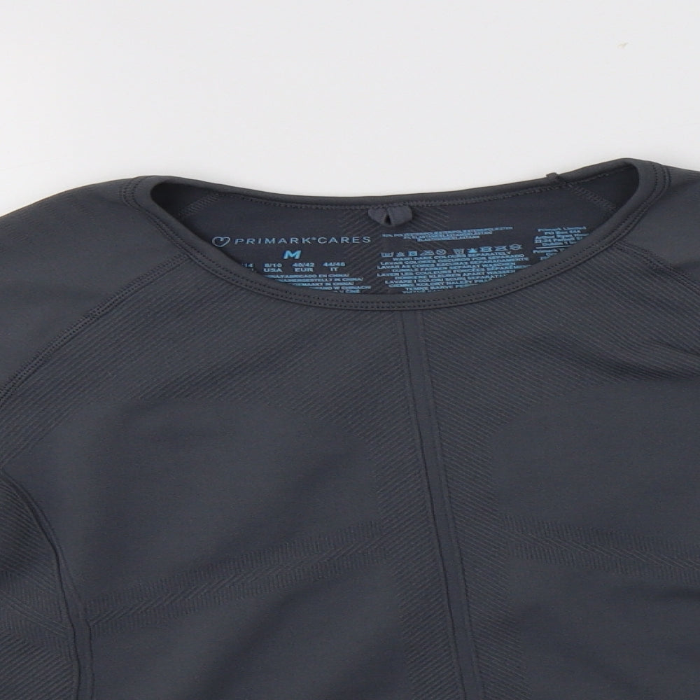 Primark Womens Grey  Polyester Cropped T-Shirt Size M Crew Neck