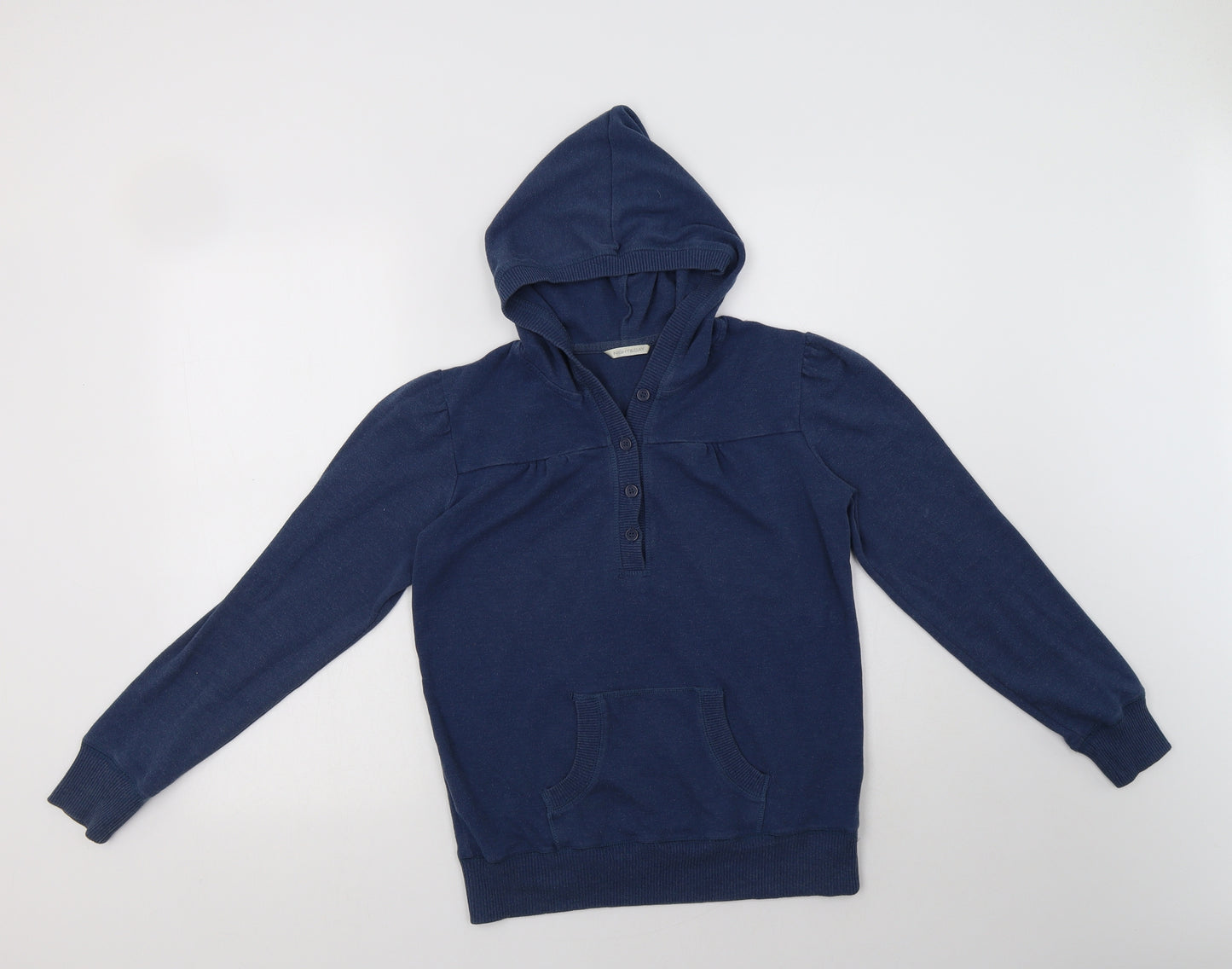 Night & Day Womens Blue  Cotton Henley Hoodie Size M  Button