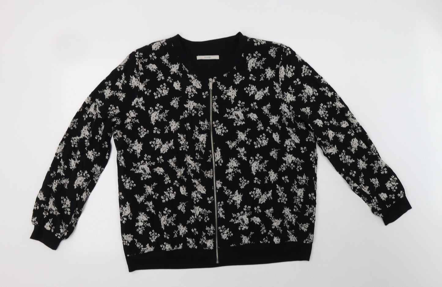 George Womens Black Floral  Bomber Jacket Jacket Size 18  Zip