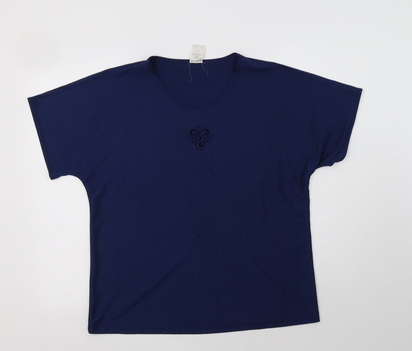 Finn Karelia Womens Blue  Polyester Basic T-Shirt Size 16 Crew Neck