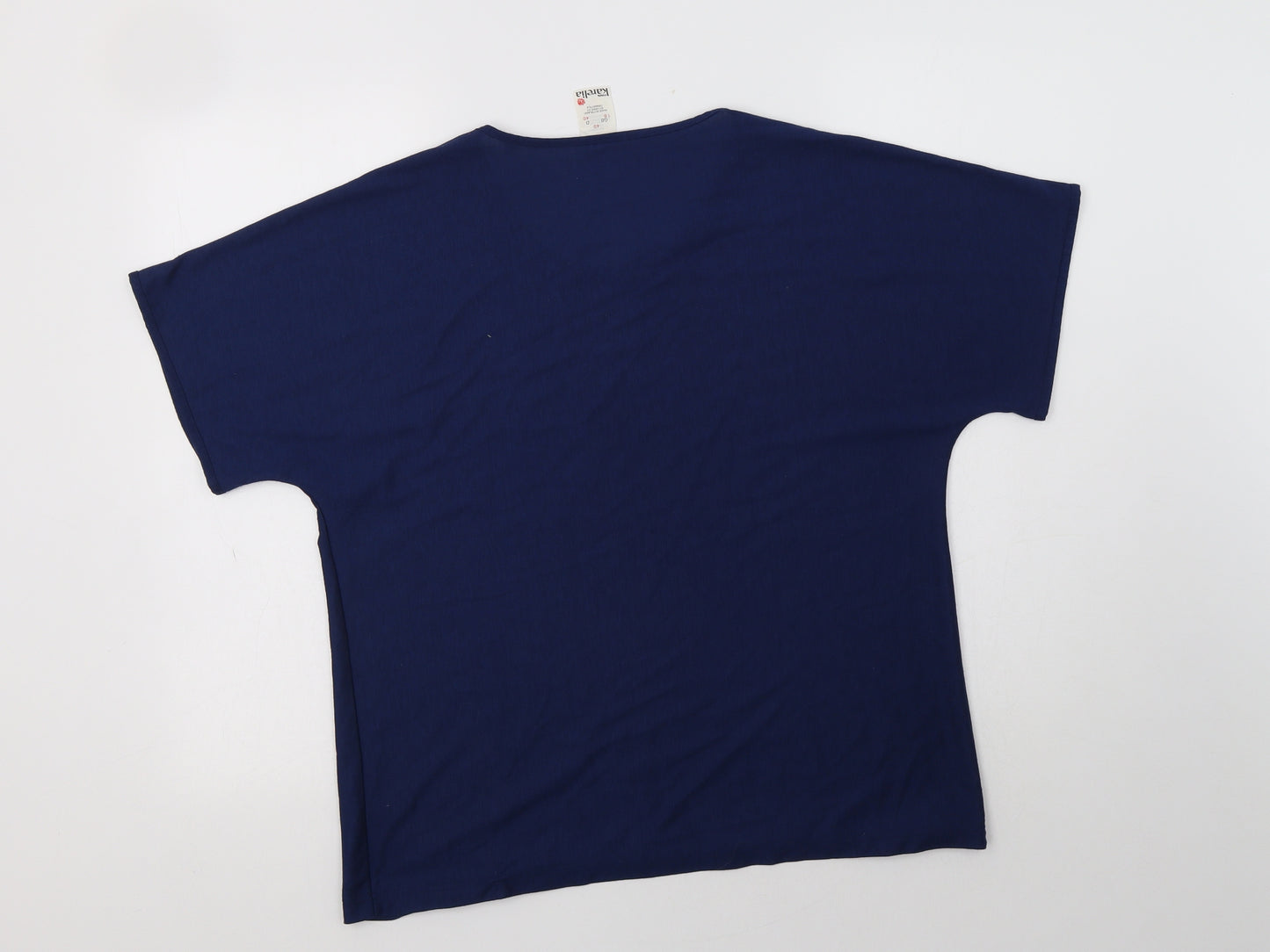 Finn Karelia Womens Blue  Polyester Basic T-Shirt Size 16 Crew Neck