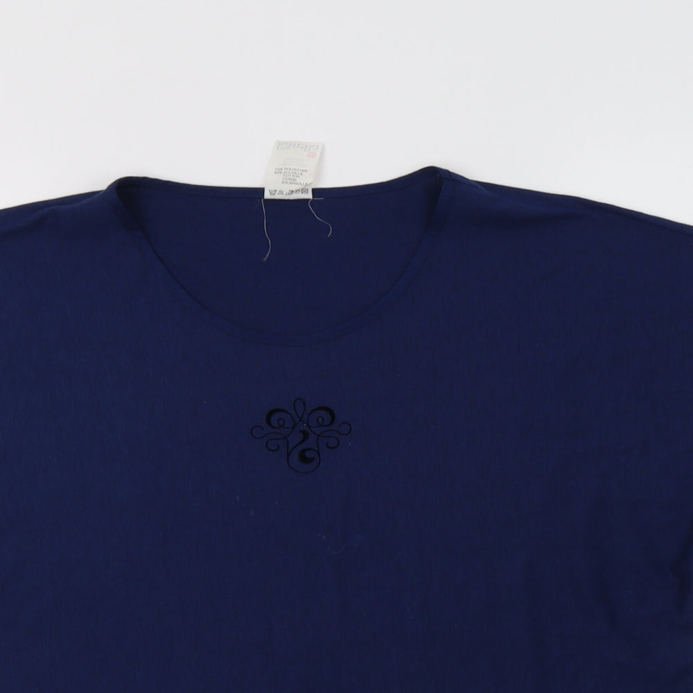 Finn Karelia Womens Blue  Polyester Basic T-Shirt Size 16 Crew Neck