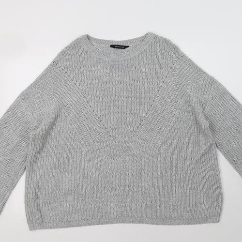 Peacocs Womens Grey Crew Neck  Acrylic Pullover Jumper Size XL
