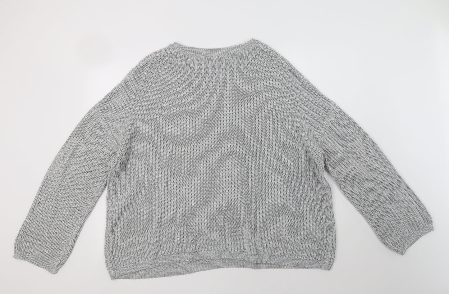 Peacocs Womens Grey Crew Neck  Acrylic Pullover Jumper Size XL