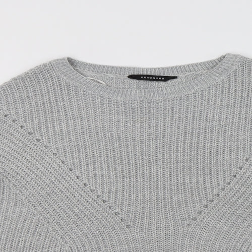 Peacocs Womens Grey Crew Neck  Acrylic Pullover Jumper Size XL
