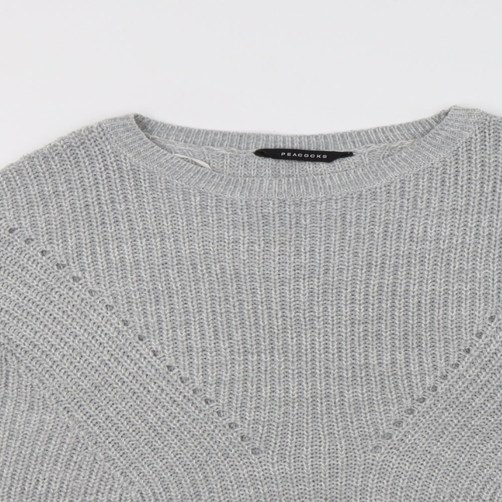 Peacocs Womens Grey Crew Neck  Acrylic Pullover Jumper Size XL