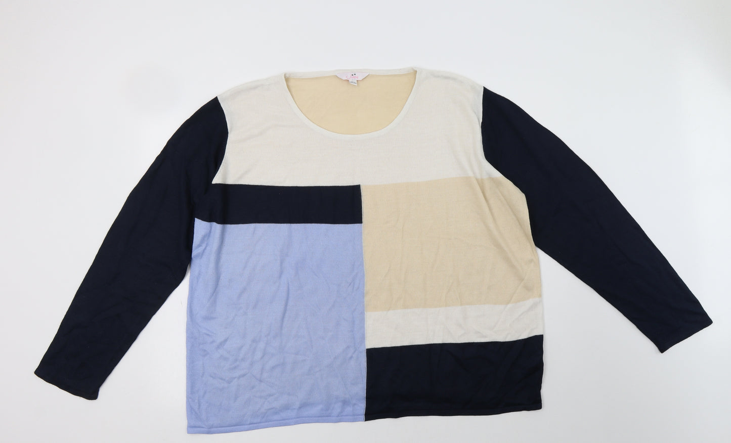 Julipa Womens Multicoloured Crew Neck Geometric Acrylic Pullover Jumper Size 22